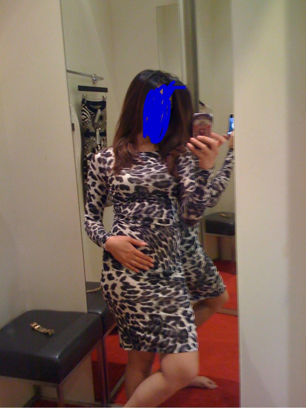 BCBGMaxAzria Long Sleeve Leopard-Print Bodycon Dress - Black & White